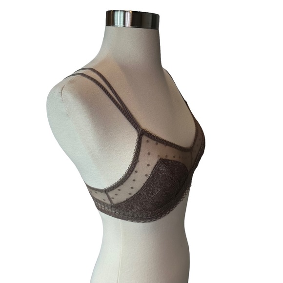 Victorias Secret Bra Women Bralette Lace Mesh Adjustable Straps Gray Extra Small - Picture 8 of 12